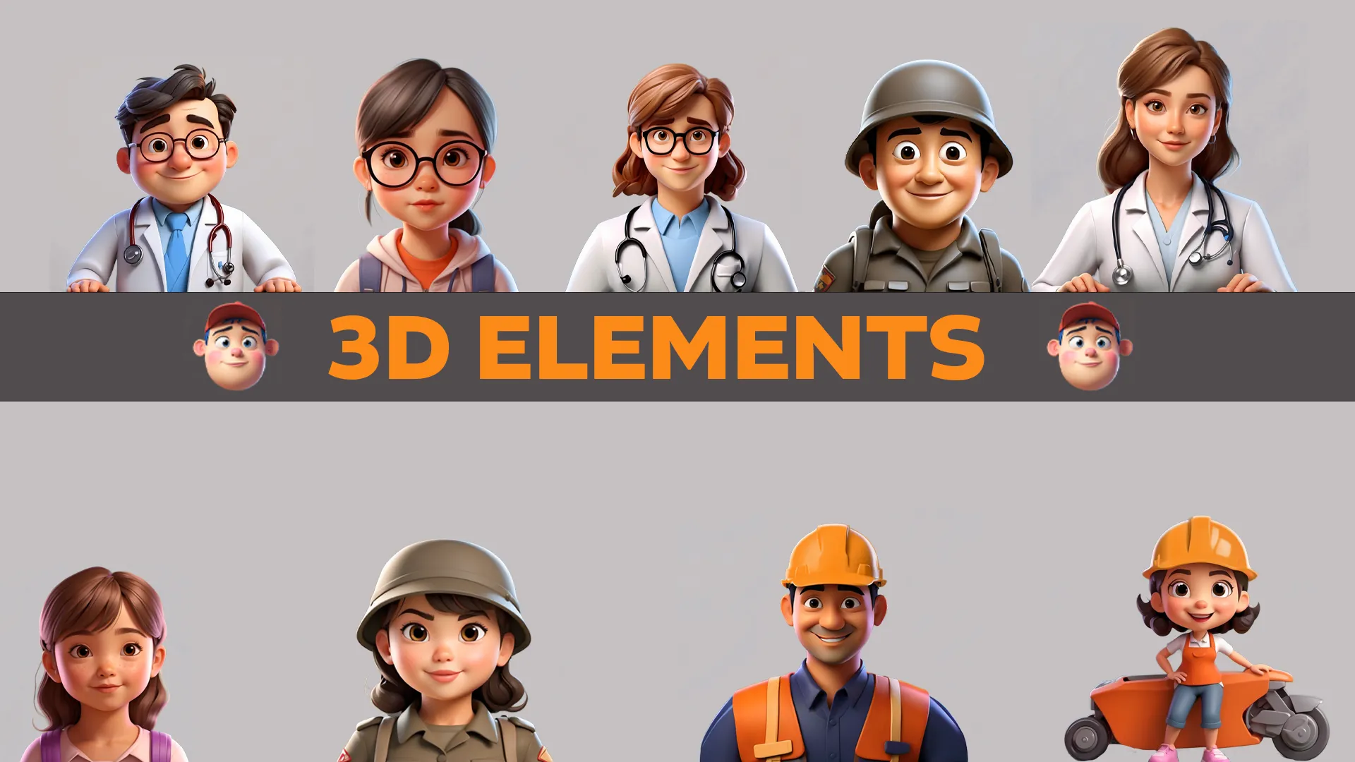 Everyday Heroes 3D Pack with Diverse Professions image